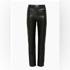 Aritzia Wilfred Black High-Rise, Straight Leg Leather Pants